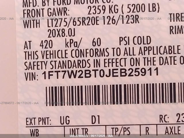 Photo 8 VIN: 1FT7W2BT0JEB25911 - FORD SUPER DUTY F-250 SRW 