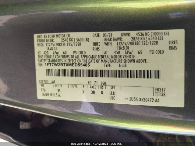 Photo 8 VIN: 1FT7W2BT0MED55405 - FORD F-250 