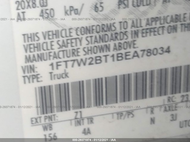 Photo 8 VIN: 1FT7W2BT1BEA78034 - FORD SUPER DUTY F-250 