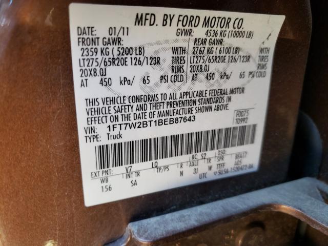 Photo 9 VIN: 1FT7W2BT1BEB87643 - FORD F250 SUPER 