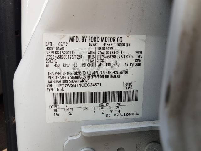 Photo 9 VIN: 1FT7W2BT1CEC24871 - FORD F250 SUPER 