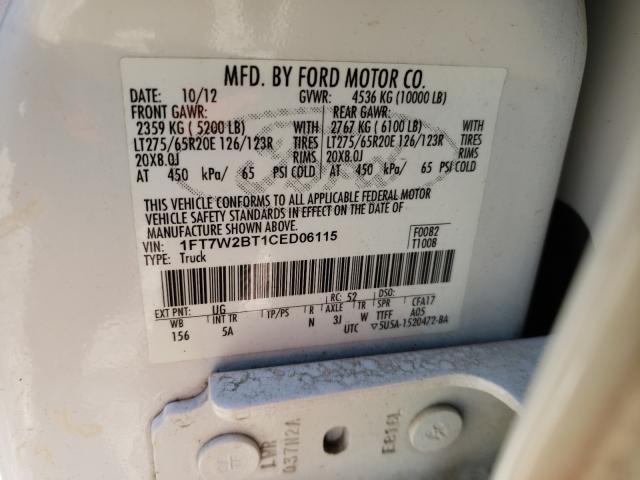 Photo 9 VIN: 1FT7W2BT1CED06115 - FORD F250 SUPER 