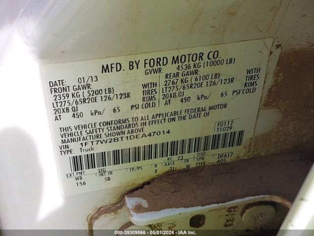 Photo 8 VIN: 1FT7W2BT1DEA47014 - FORD F250 SUPER 