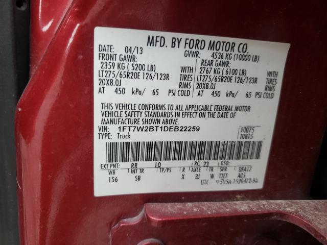 Photo 9 VIN: 1FT7W2BT1DEB22259 - FORD F250 SUPER 