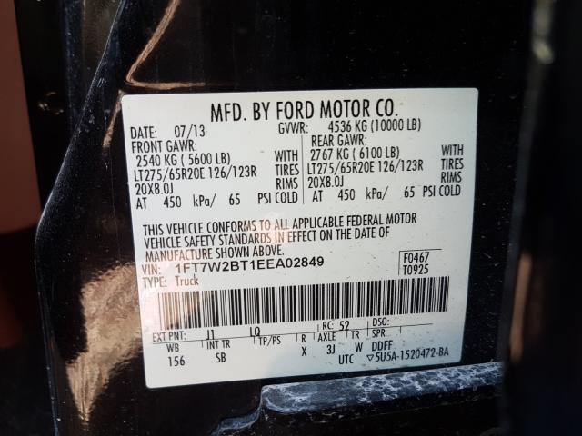 Photo 9 VIN: 1FT7W2BT1EEA02849 - FORD F250 SUPER 