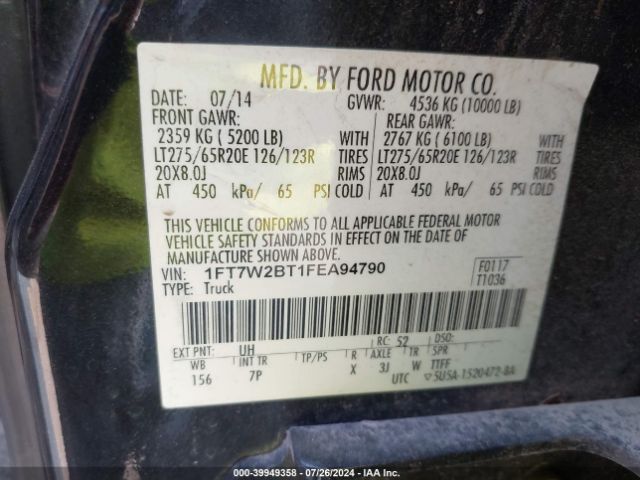 Photo 8 VIN: 1FT7W2BT1FEA94790 - FORD F-250 