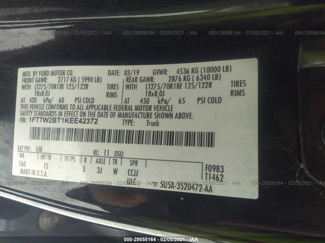 Photo 8 VIN: 1FT7W2BT1KEE42372 - FORD SUPER DUTY F-250 SRW 