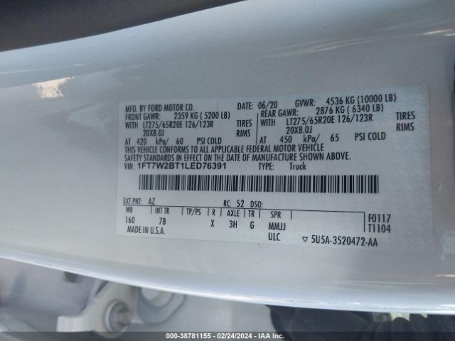 Photo 8 VIN: 1FT7W2BT1LED76391 - FORD F-250 