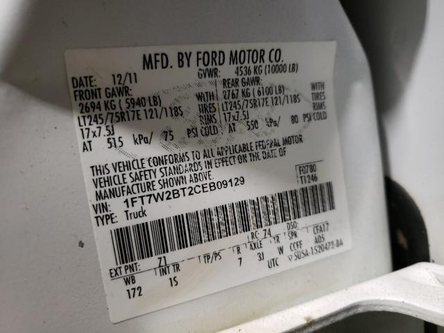 Photo 9 VIN: 1FT7W2BT2CEB09129 - FORD F250 SUPER 