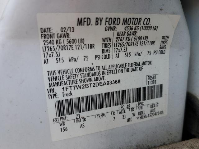 Photo 9 VIN: 1FT7W2BT2DEA93368 - FORD F250 SUPER 