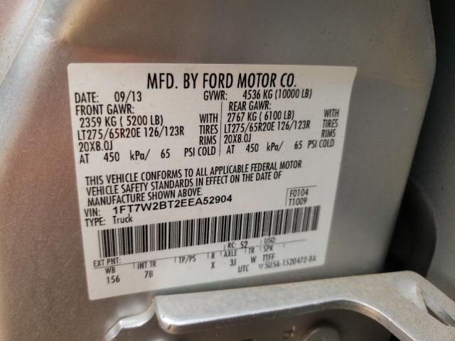 Photo 9 VIN: 1FT7W2BT2EEA52904 - FORD F250 SUPER 