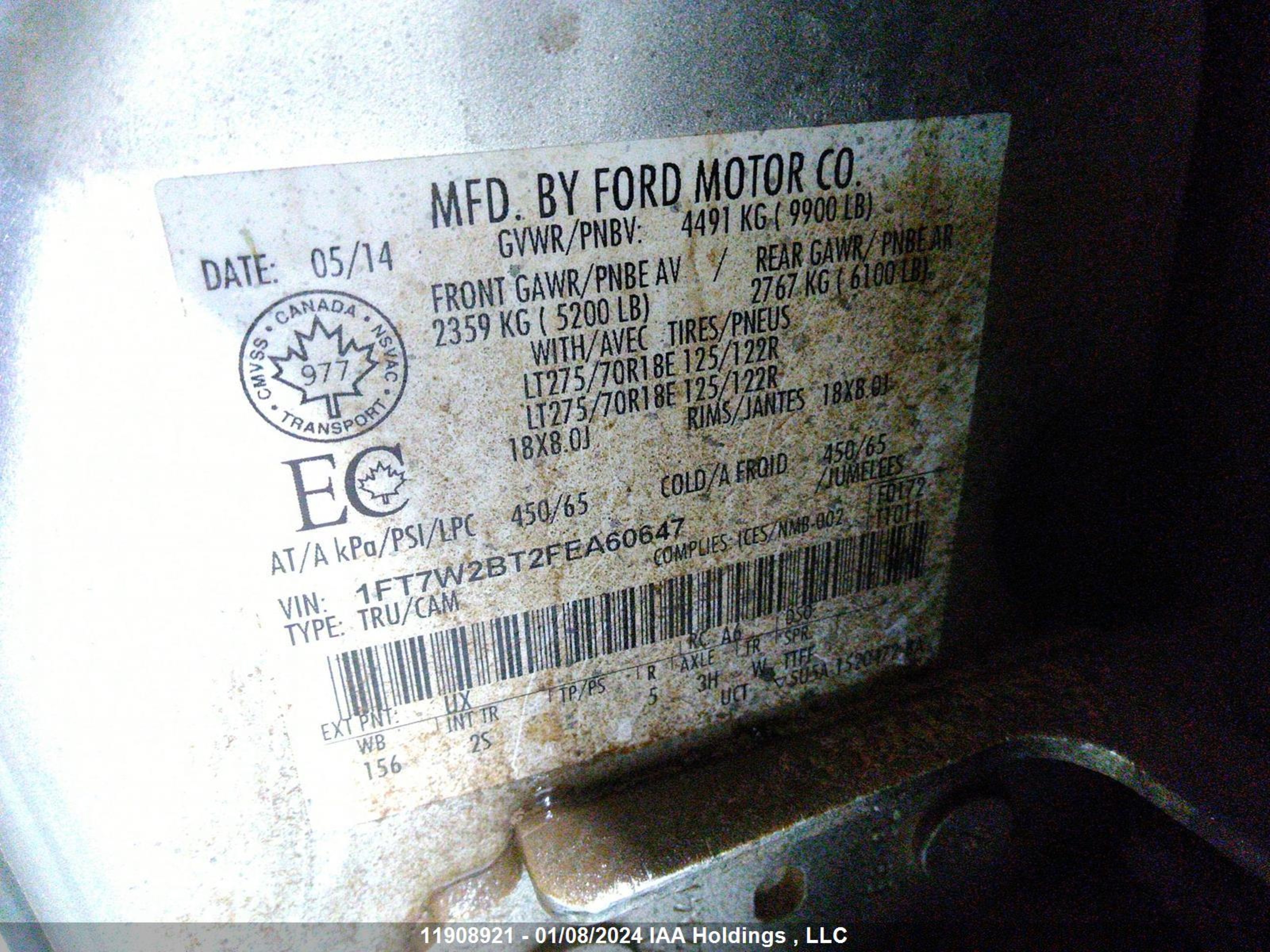 Photo 8 VIN: 1FT7W2BT2FEA60647 - FORD F250 