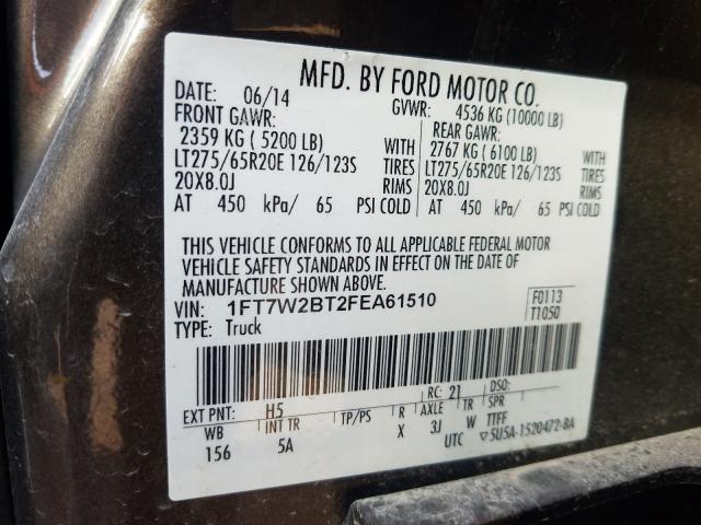 Photo 9 VIN: 1FT7W2BT2FEA61510 - FORD F250 SUPER 