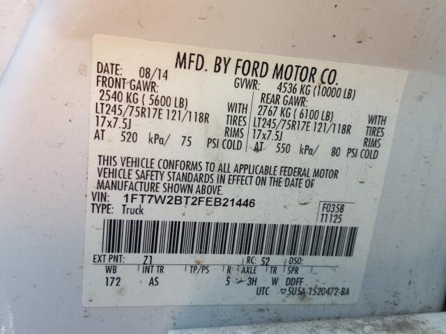 Photo 9 VIN: 1FT7W2BT2FEB21446 - FORD F250 SUPER 