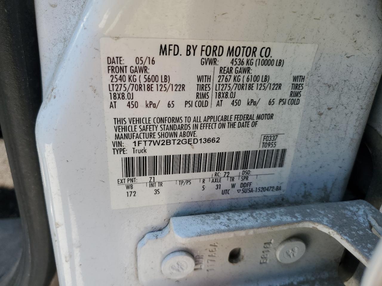 Photo 11 VIN: 1FT7W2BT2GED13662 - FORD F250 SUPER 