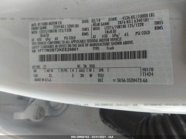 Photo 8 VIN: 1FT7W2BT2KEE26861 - FORD SUPER DUTY F-250 SRW 