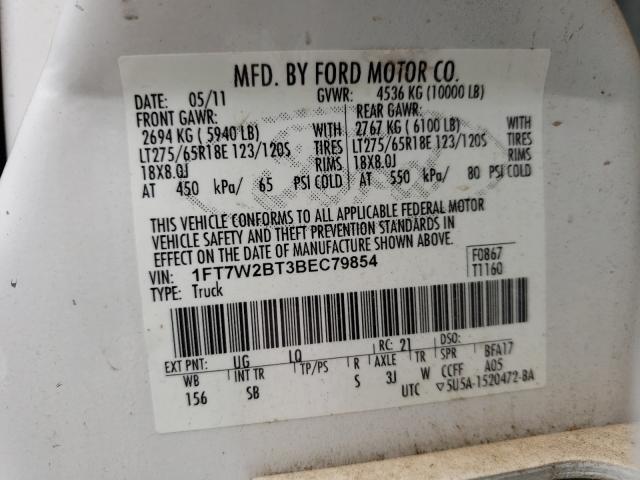 Photo 9 VIN: 1FT7W2BT3BEC79854 - FORD F250 SUPER 