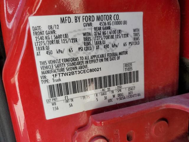 Photo 12 VIN: 1FT7W2BT3CEC80021 - FORD F250 