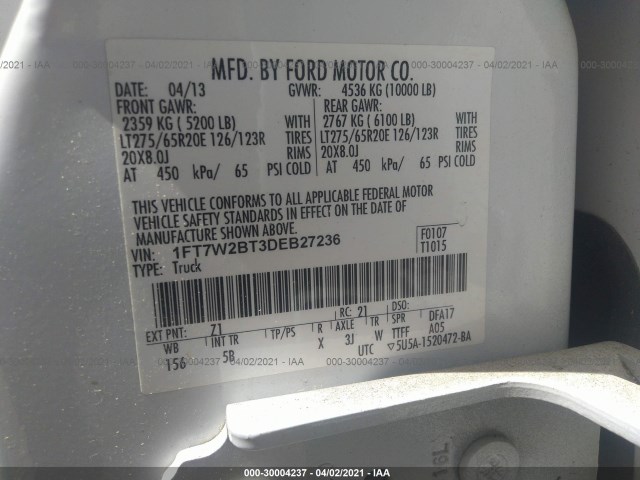 Photo 8 VIN: 1FT7W2BT3DEB27236 - FORD SUPER DUTY F-250 SRW 