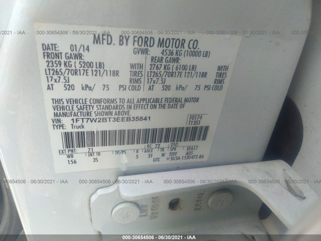 Photo 8 VIN: 1FT7W2BT3EEB35841 - FORD SUPER DUTY F-250 SRW 