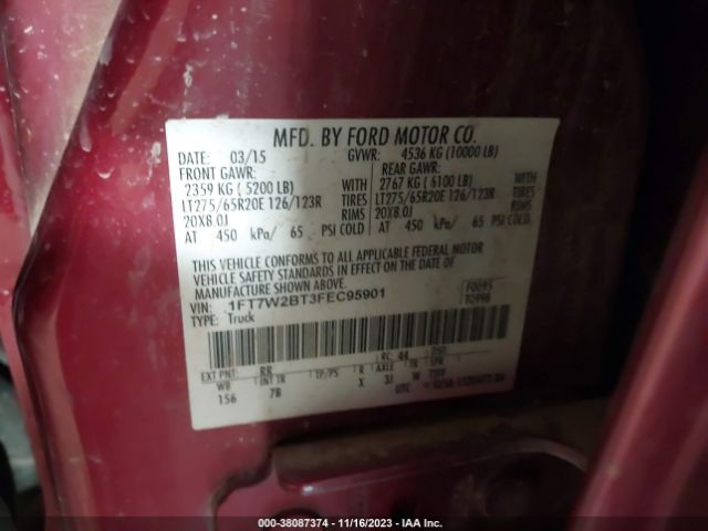 Photo 8 VIN: 1FT7W2BT3FEC95901 - FORD F250 