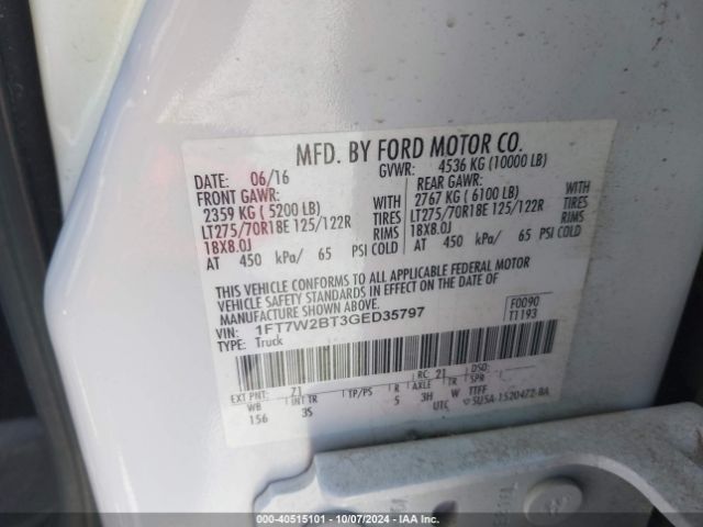 Photo 8 VIN: 1FT7W2BT3GED35797 - FORD F-250 