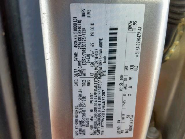 Photo 9 VIN: 1FT7W2BT3HEE71297 - FORD F250 SUPER 