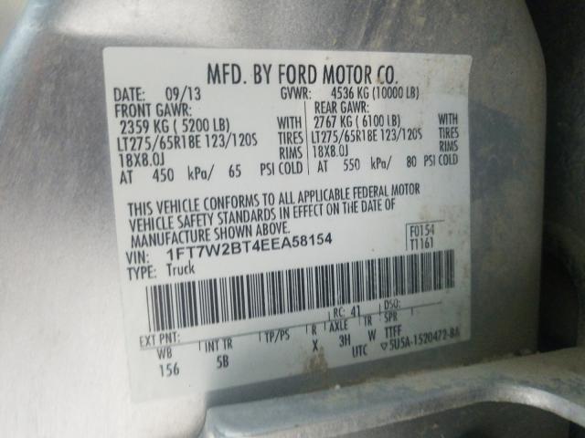 Photo 9 VIN: 1FT7W2BT4EEA58154 - FORD F250 SUPER 