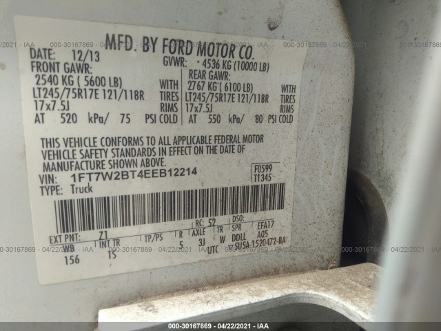 Photo 8 VIN: 1FT7W2BT4EEB12214 - FORD SUPER DUTY F-250 SRW 