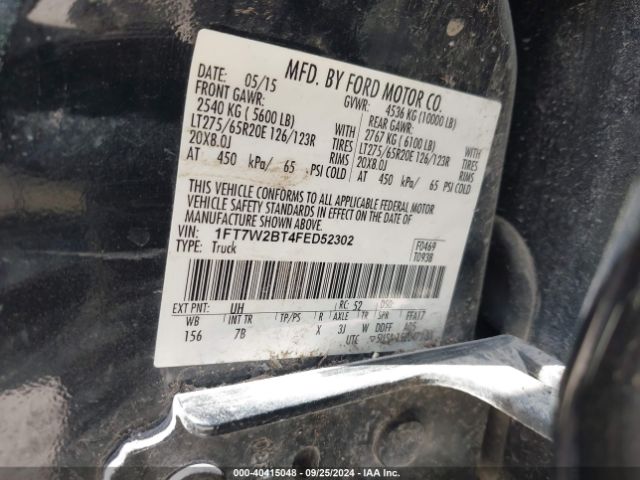 Photo 8 VIN: 1FT7W2BT4FED52302 - FORD F-250 