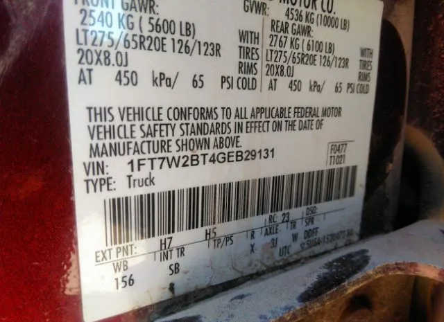 Photo 8 VIN: 1FT7W2BT4GEB29131 - FORD SUPER DUTY F-250 SRW 