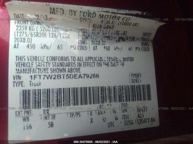 Photo 8 VIN: 1FT7W2BT5DEA79268 - FORD SUPER DUTY F-250 SRW 