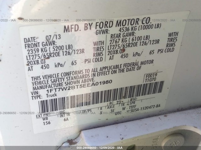 Photo 8 VIN: 1FT7W2BT5EEA01980 - FORD SUPER DUTY F-250 SRW 