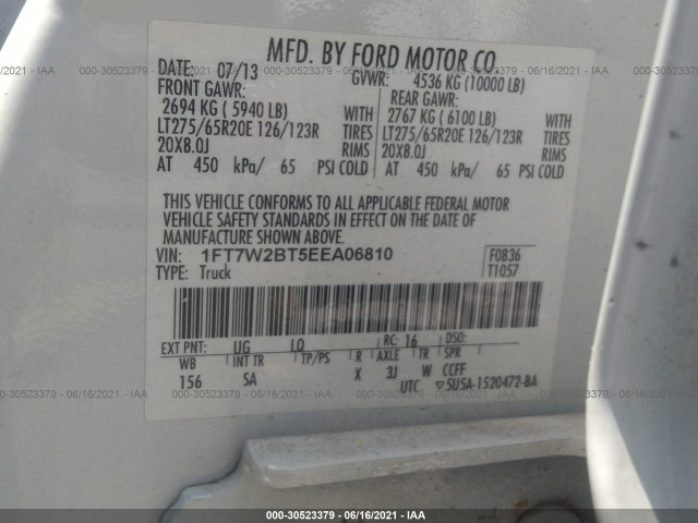 Photo 8 VIN: 1FT7W2BT5EEA06810 - FORD SUPER DUTY F-250 SRW 