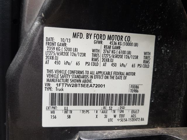 Photo 9 VIN: 1FT7W2BT5EEA72001 - FORD F250 SUPER 