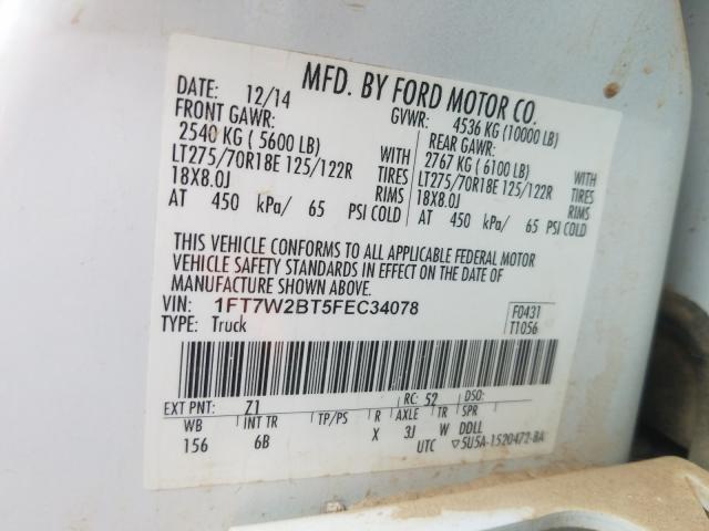 Photo 9 VIN: 1FT7W2BT5FEC34078 - FORD F250 SUPER 