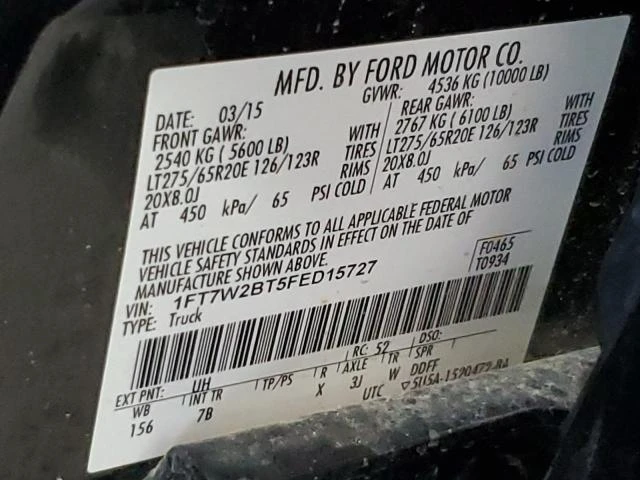 Photo 11 VIN: 1FT7W2BT5FED15727 - FORD F250 SUPER 