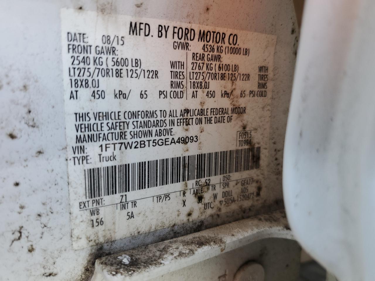 Photo 11 VIN: 1FT7W2BT5GEA49093 - FORD F250 