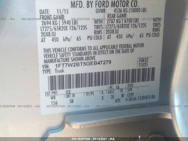 Photo 8 VIN: 1FT7W2BT5GEB47279 - FORD SUPER DUTY F-250 SRW 