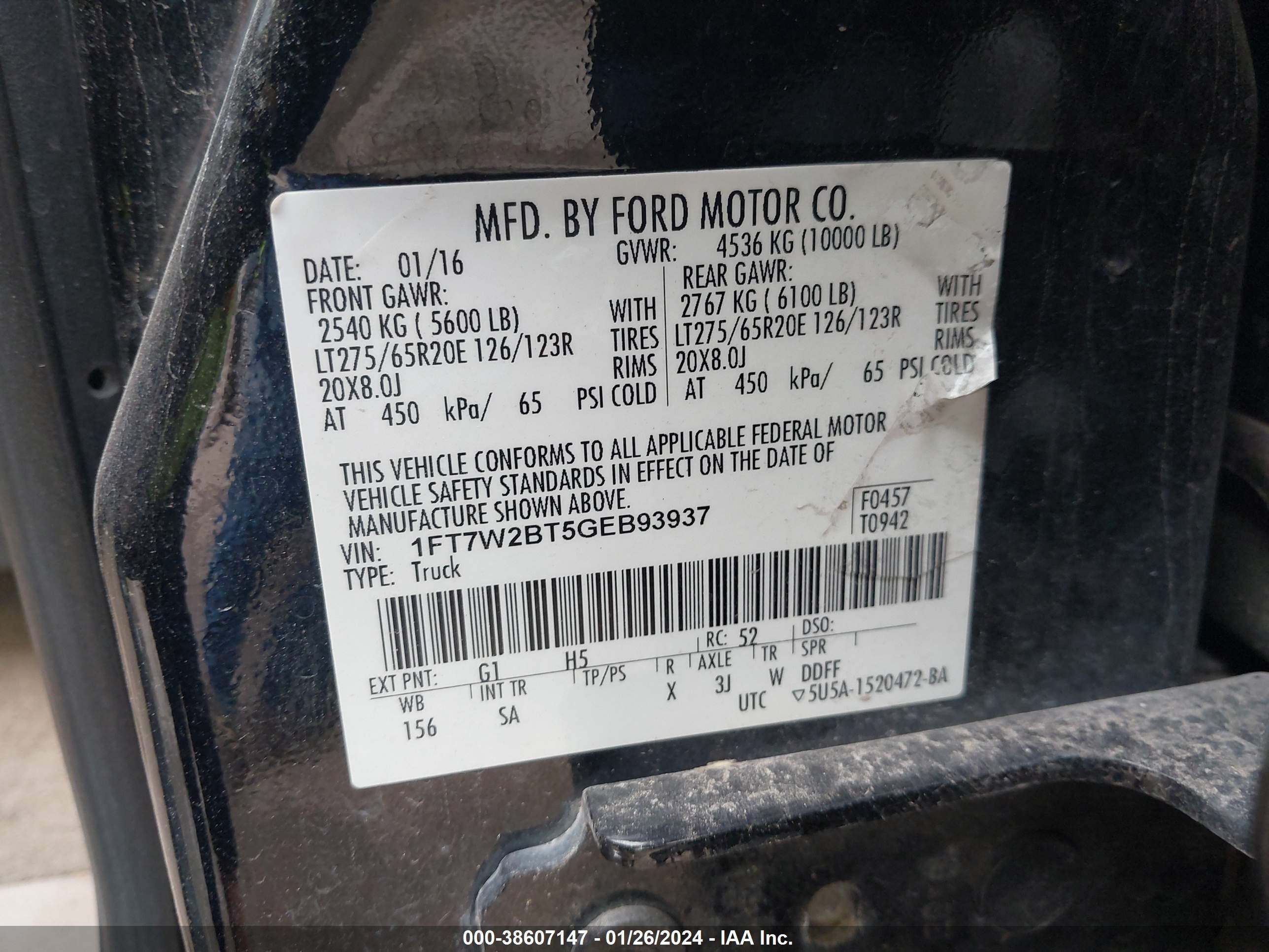 Photo 8 VIN: 1FT7W2BT5GEB93937 - FORD F250 