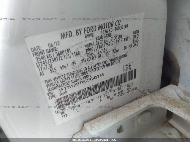 Photo 8 VIN: 1FT7W2BT6CEC42735 - FORD SUPER DUTY F-250 