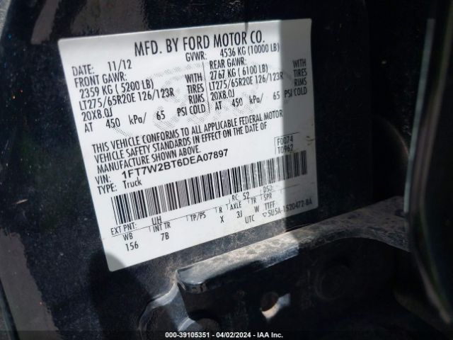 Photo 8 VIN: 1FT7W2BT6DEA07897 - FORD F-250 