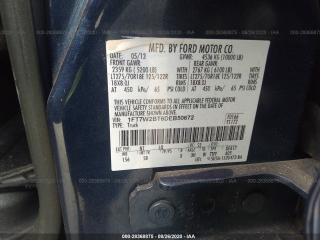 Photo 8 VIN: 1FT7W2BT6DEB50672 - FORD SUPER DUTY F-250 SRW 