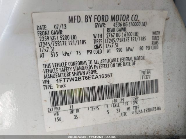 Photo 8 VIN: 1FT7W2BT6EEA16357 - FORD F-250 