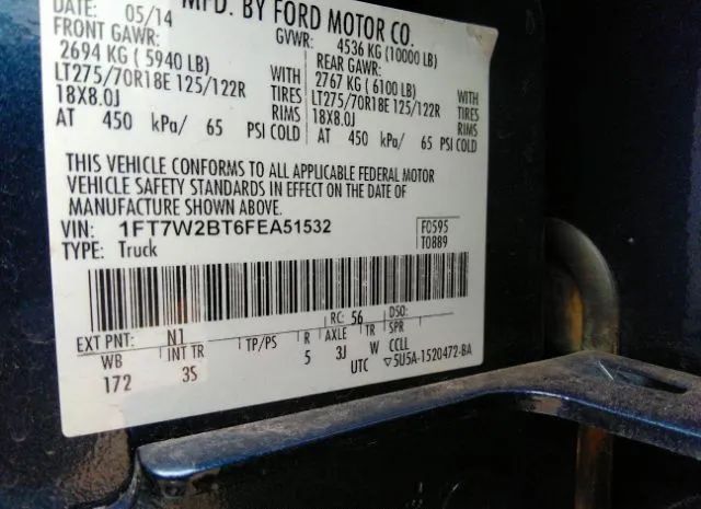 Photo 8 VIN: 1FT7W2BT6FEA51532 - FORD SUPER DUTY F-250 SRW 