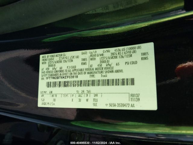 Photo 8 VIN: 1FT7W2BT6KEF63818 - FORD F-250 