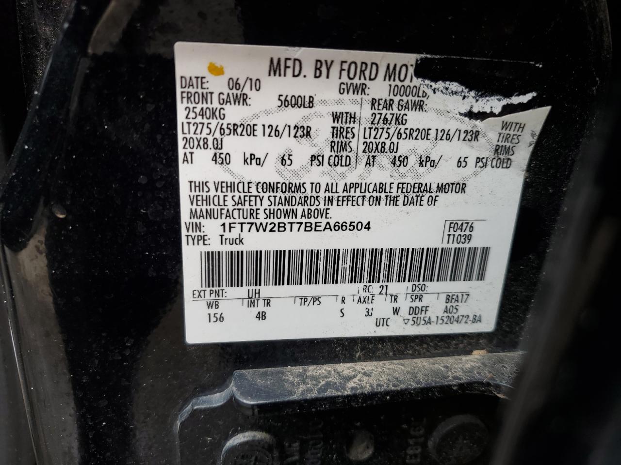 Photo 11 VIN: 1FT7W2BT7BEA66504 - FORD F250 