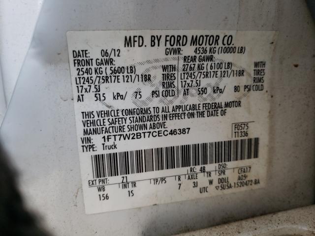 Photo 9 VIN: 1FT7W2BT7CEC46387 - FORD F250 SUPER 