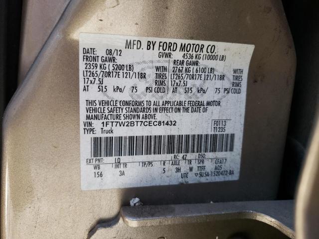 Photo 9 VIN: 1FT7W2BT7CEC81432 - FORD F250 SUPER 