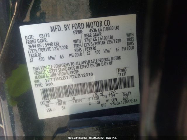 Photo 8 VIN: 1FT7W2BT7DEB12318 - FORD SUPER DUTY F-250 SRW 